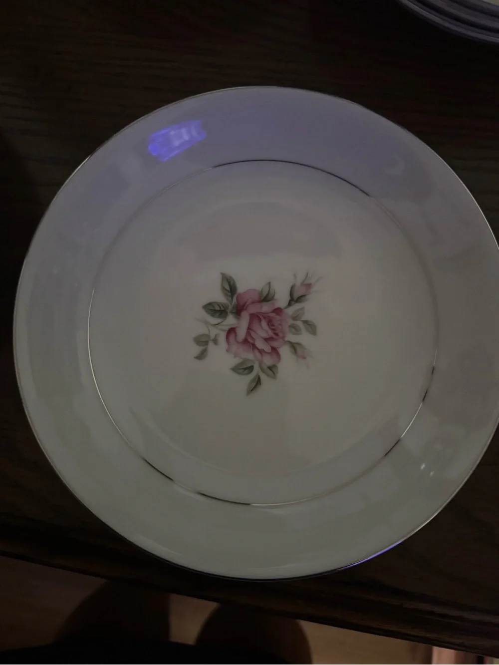 Classic Rose Porcelain Dinner Plate in Pink and White